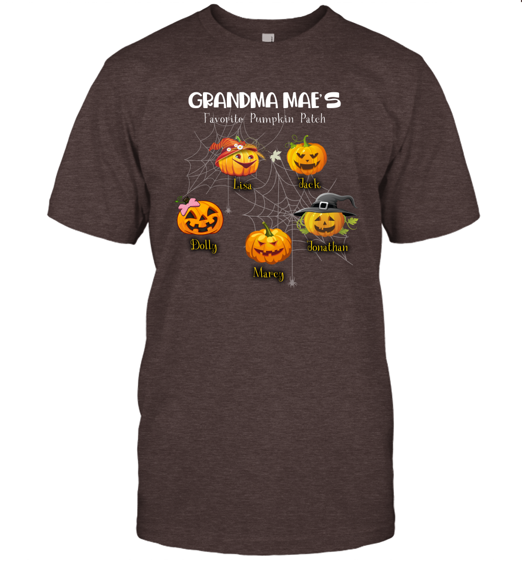 Grandma mae's favorite pumpkin patch Halloween Custom T-Shirt T-Shirt Dark Chocolate