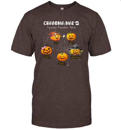 Grandma mae's favorite pumpkin patch Halloween Custom T-Shirt T-Shirt Dark Chocolate