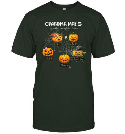 Grandma mae's favorite pumpkin patch Halloween Custom T-Shirt T-Shirt Forest Green