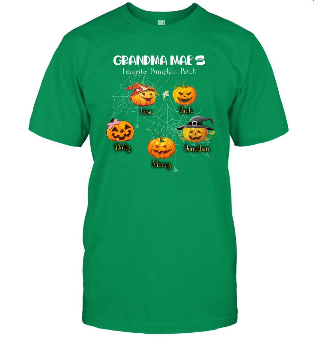 Grandma mae's favorite pumpkin patch Halloween Custom T-Shirt T-Shirt Irish Green