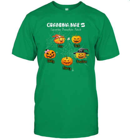 Grandma mae's favorite pumpkin patch Halloween Custom T-Shirt T-Shirt Irish Green