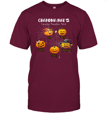 Grandma mae's favorite pumpkin patch Halloween Custom T-Shirt T-Shirt Maroon