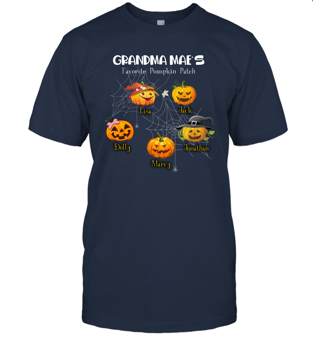 Grandma mae's favorite pumpkin patch Halloween Custom T-Shirt T-Shirt Navy