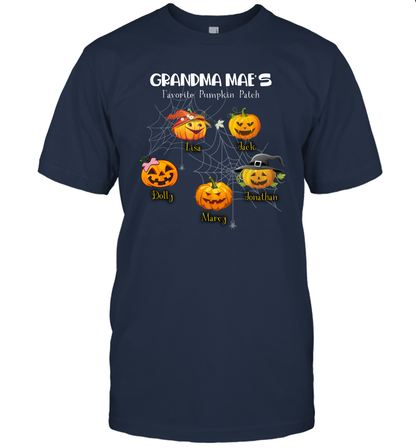 Grandma mae's favorite pumpkin patch Halloween Custom T-Shirt T-Shirt Navy