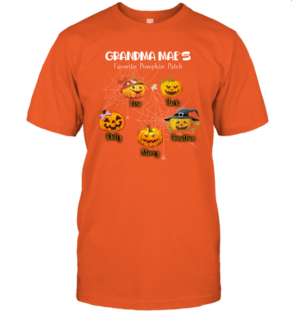 Grandma mae's favorite pumpkin patch Halloween Custom T-Shirt T-Shirt Orange