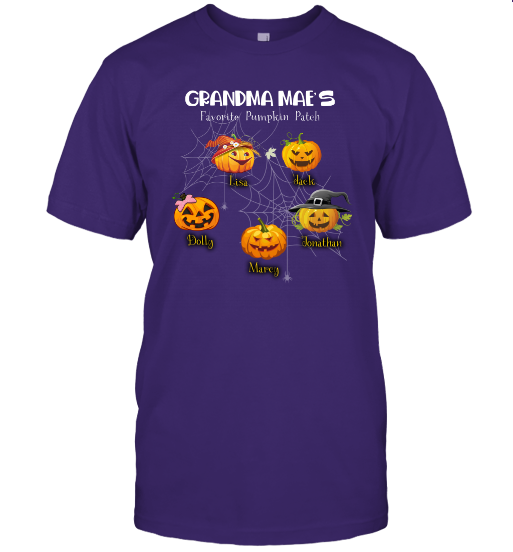 Grandma mae's favorite pumpkin patch Halloween Custom T-Shirt T-Shirt Purple