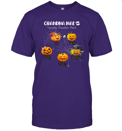 Grandma mae's favorite pumpkin patch Halloween Custom T-Shirt T-Shirt Purple