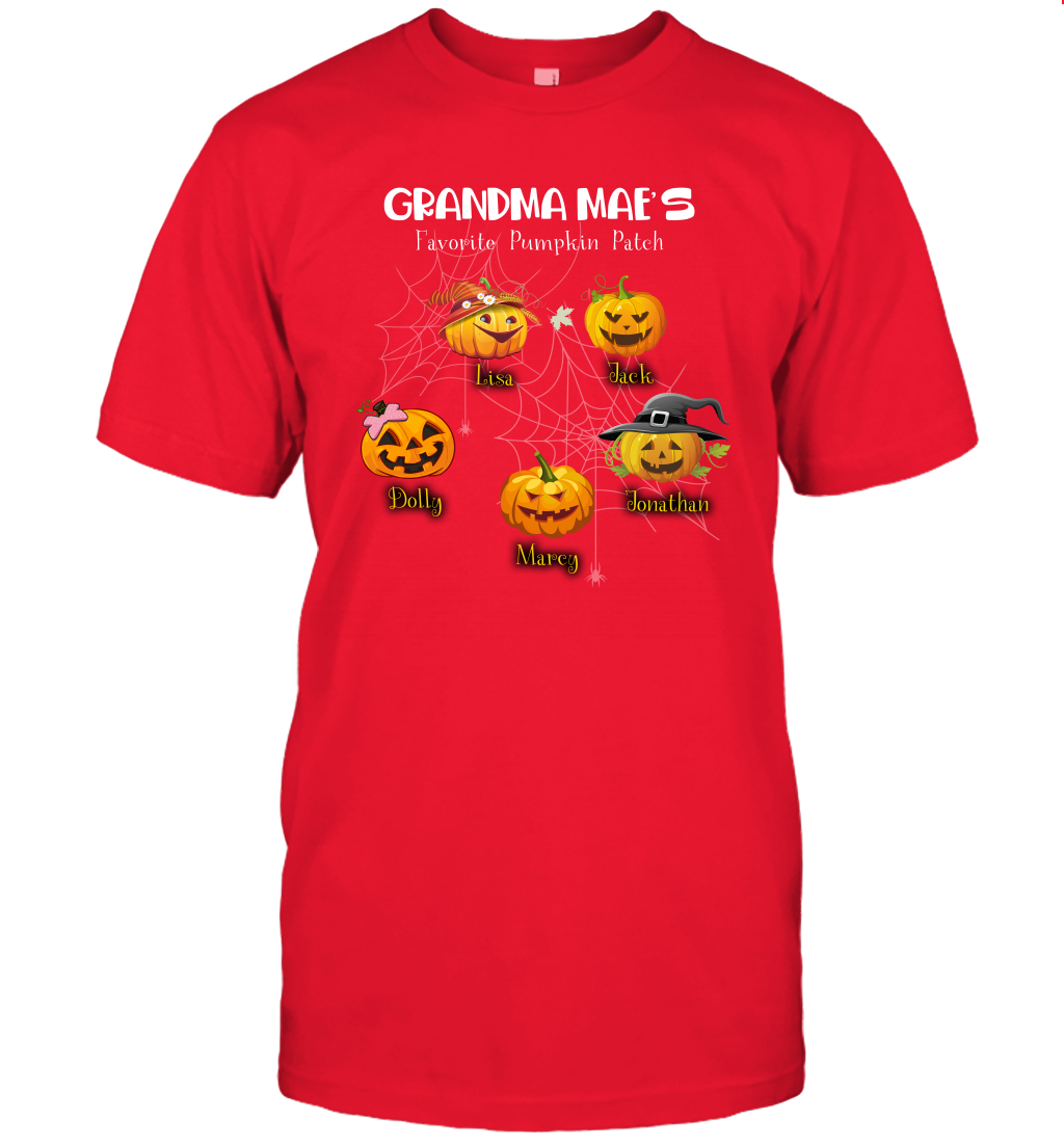 Grandma mae's favorite pumpkin patch Halloween Custom T-Shirt T-Shirt Red