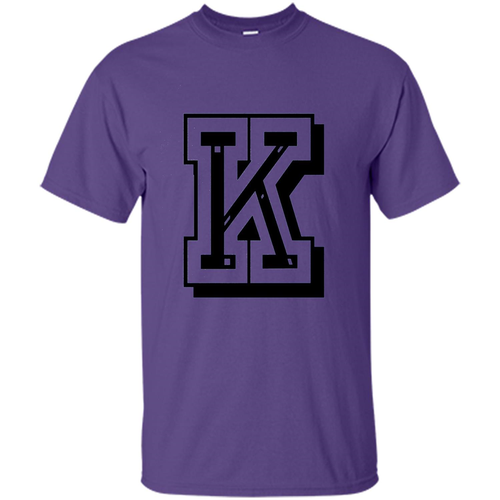 Letter K Initial T-Shirt for Names or Spelling Words Purple