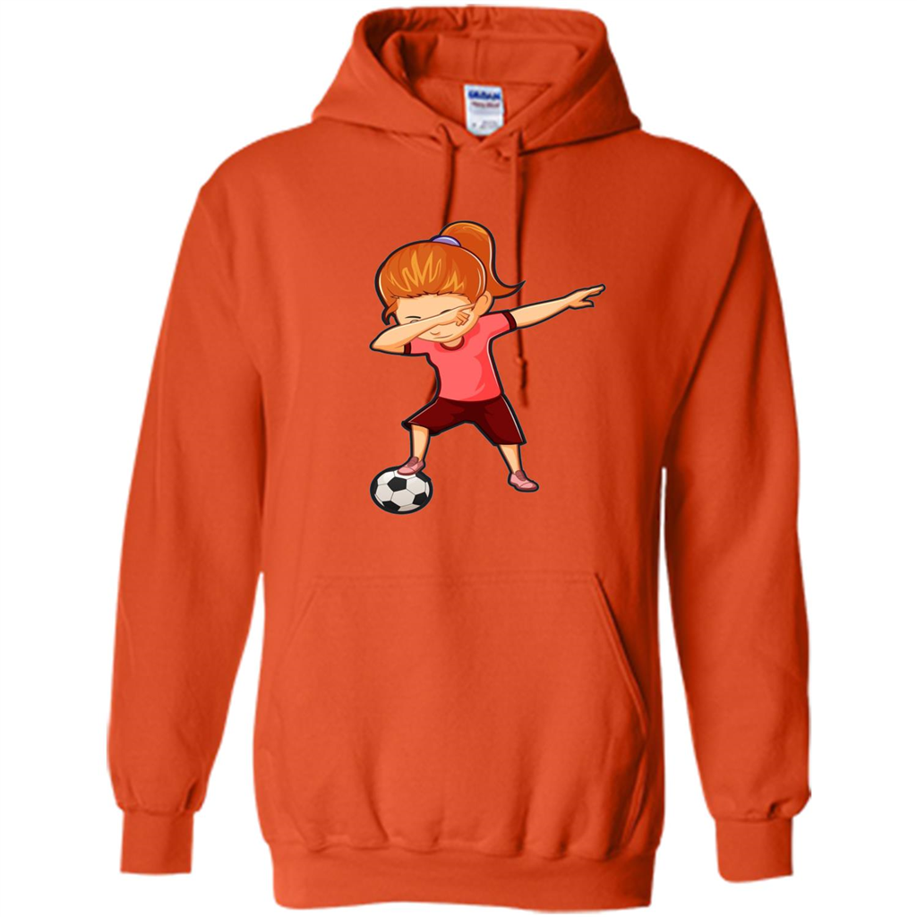 Soccer T-shirt For Girls Funny Dabbing Dab Dance Soccer Ball Orange