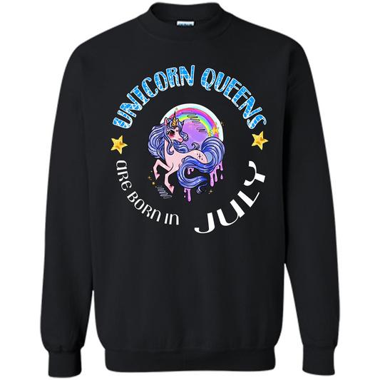 July Unicorn T-shirt Unicorn Queens Are Born July Black