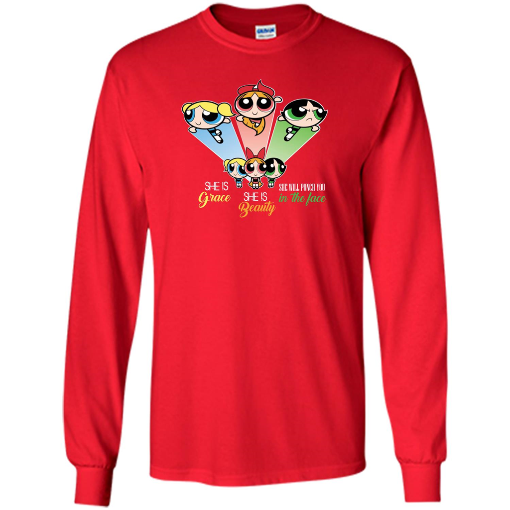 Powerpuff Girls T-shirt She Is Beauty She Is Grace T-shirt Red