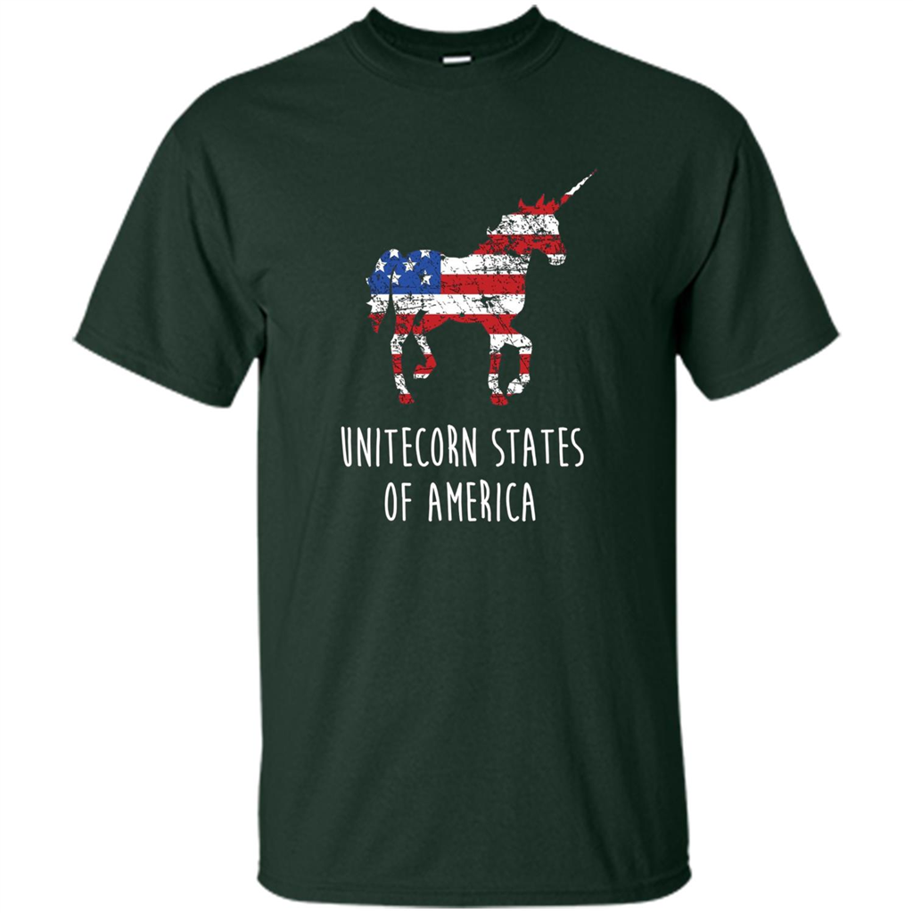 Unicorn T-shirt Unitecorn States of America Funny 4th of July Forest Green