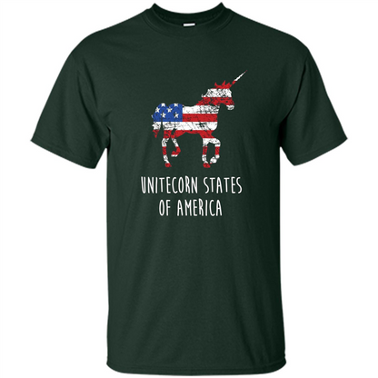 Unicorn T-shirt Unitecorn States of America Funny 4th of July Forest Green