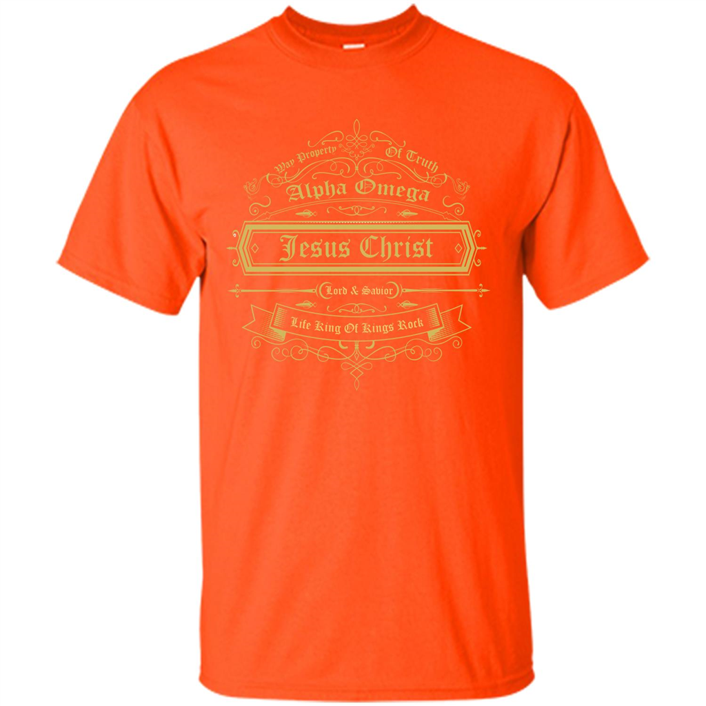 Christian T-shirt Way Property Of Truth Jesus Christ Alpha Omega Lord Orange