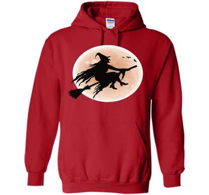Halloween Full Moon Witch T-Shirt shirt Red