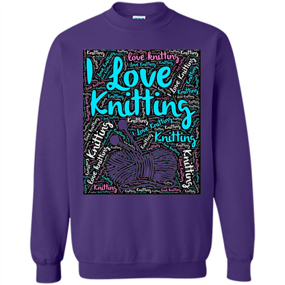 Knitting Wordcloud Knitter T-shirt Love Knitting Purple