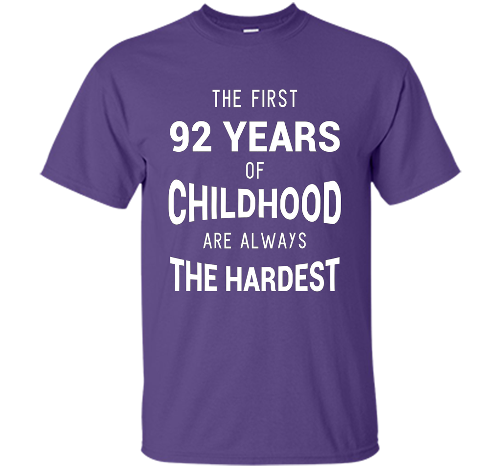 Funny 92nd Birthday Joke Gift 92 Years Old Novelty Gag Shirt cool shirt Purple