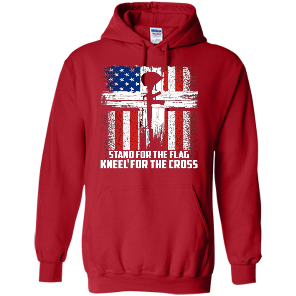 Military T-shirt Stand For The Flag Kneel For The Cross T-Shirt Red