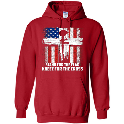 Military T-shirt Stand For The Flag Kneel For The Cross T-Shirt Red