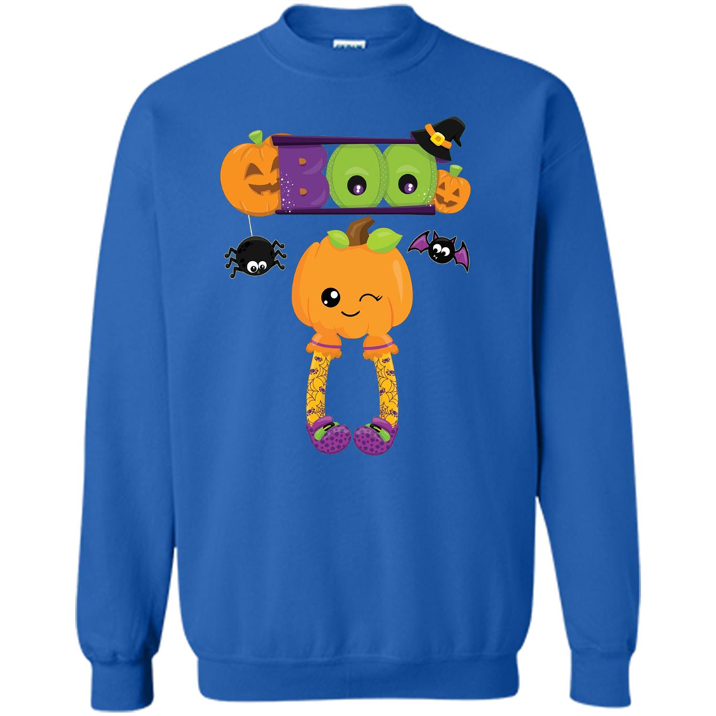 Cute Halloween Boo T-Shirt with Pumpkins-Party T-shirt Royal