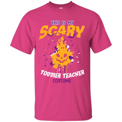 Halloween T-shirt This Is My Scary Toddier Teacher Costume T-shirt Heliconia
