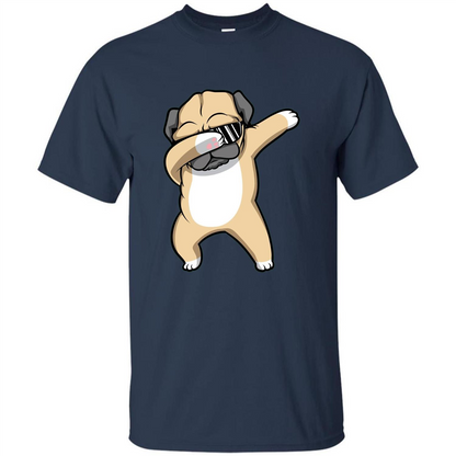 Dabbing Pug T-shirt Funny Cute Dog Dab Dance T-Shirt Navy