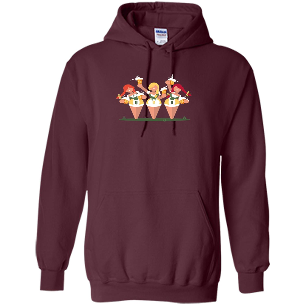 Girls with Steins Beers Oktoberfest T-shirt Maroon
