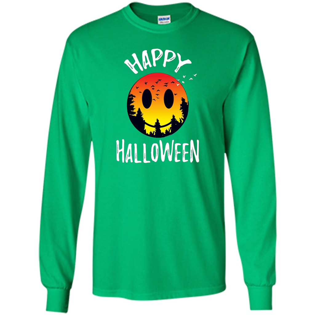 Cute Halloween T-shirt Spooky Camp Happy Face Emoji T-shirt Irish Green