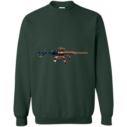 Assault Rifle Gun Flag Red White And Blue Gun T-shirt Forest Green