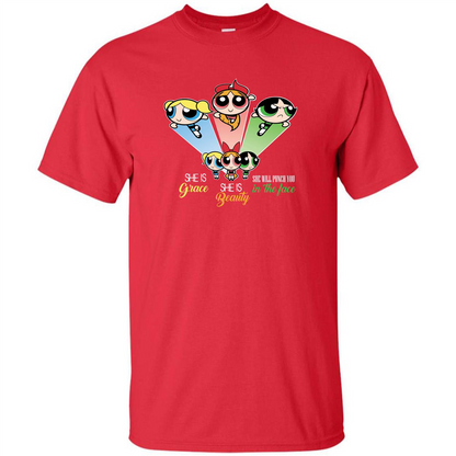 Powerpuff Girls T-shirt She Is Beauty She Is Grace T-shirt Red