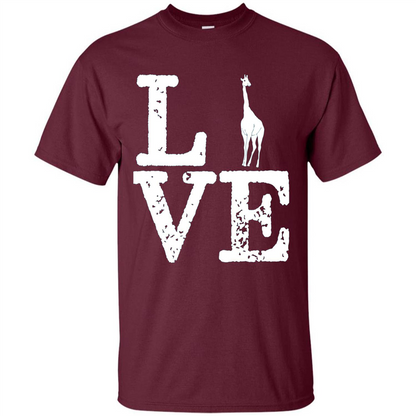 I Love Giraffe T-Shirt Maroon