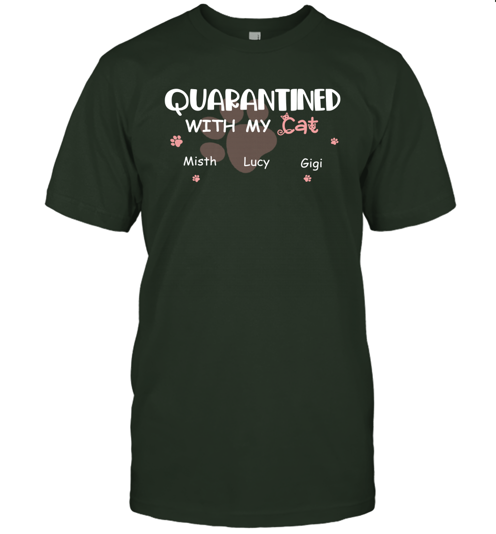 Stay home with my cats ( Customized Name ) T-Shirt T-Shirt Forest Green