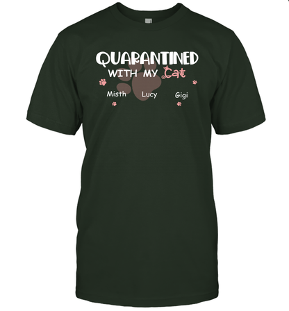 Stay home with my cats ( Customized Name ) T-Shirt T-Shirt Forest Green