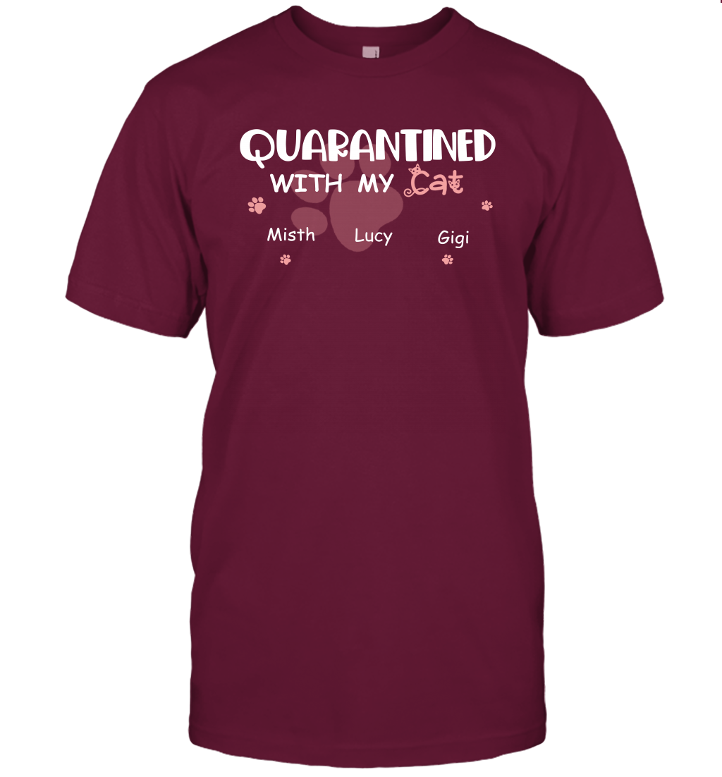 Stay home with my cats ( Customized Name ) T-Shirt T-Shirt Maroon
