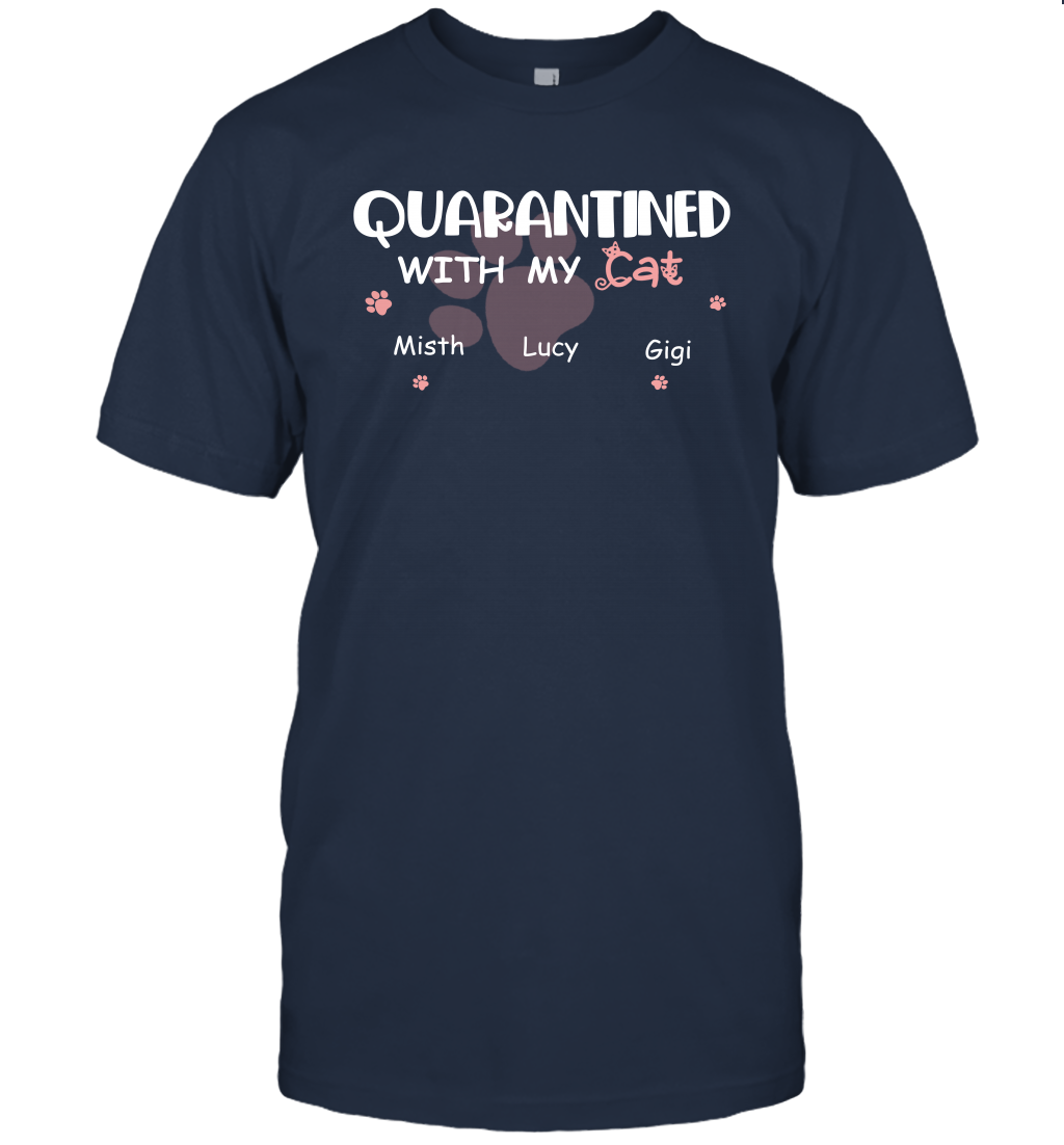 Stay home with my cats ( Customized Name ) T-Shirt T-Shirt Navy