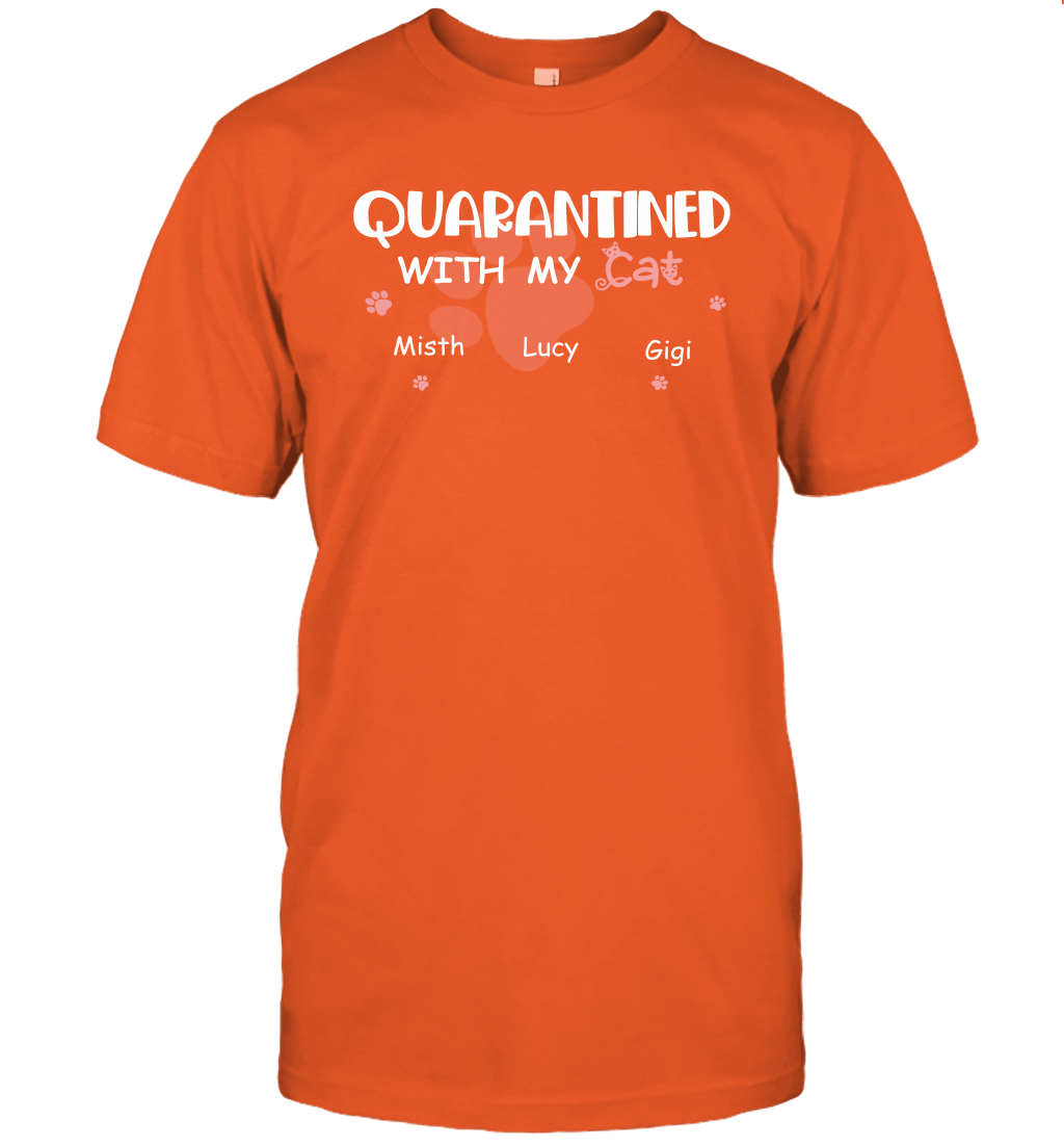 Stay home with my cats ( Customized Name ) T-Shirt T-Shirt Orange