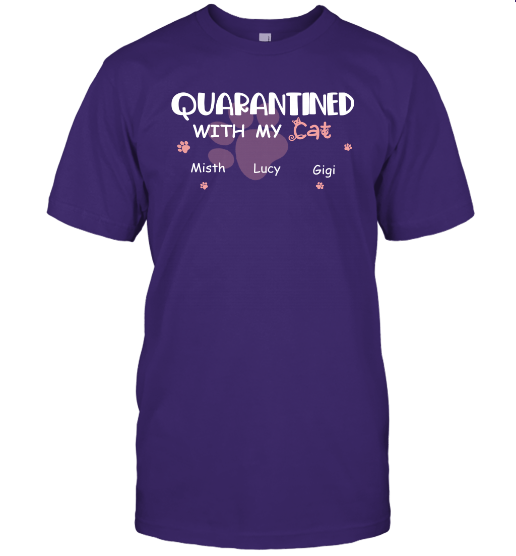 Stay home with my cats ( Customized Name ) T-Shirt T-Shirt Purple