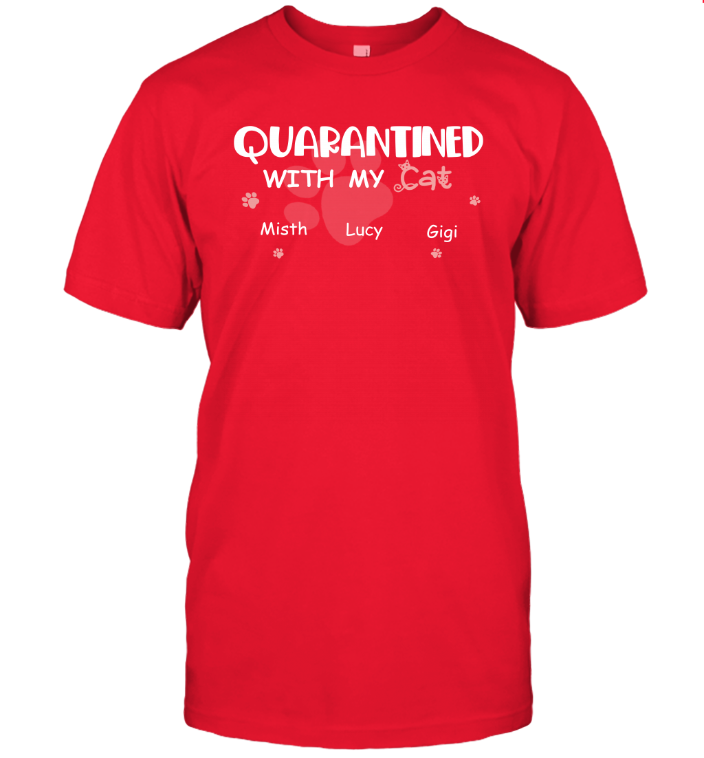 Stay home with my cats ( Customized Name ) T-Shirt T-Shirt Red