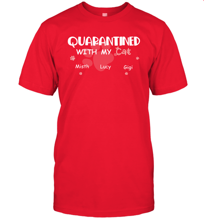 Stay home with my cats ( Customized Name ) T-Shirt T-Shirt Red