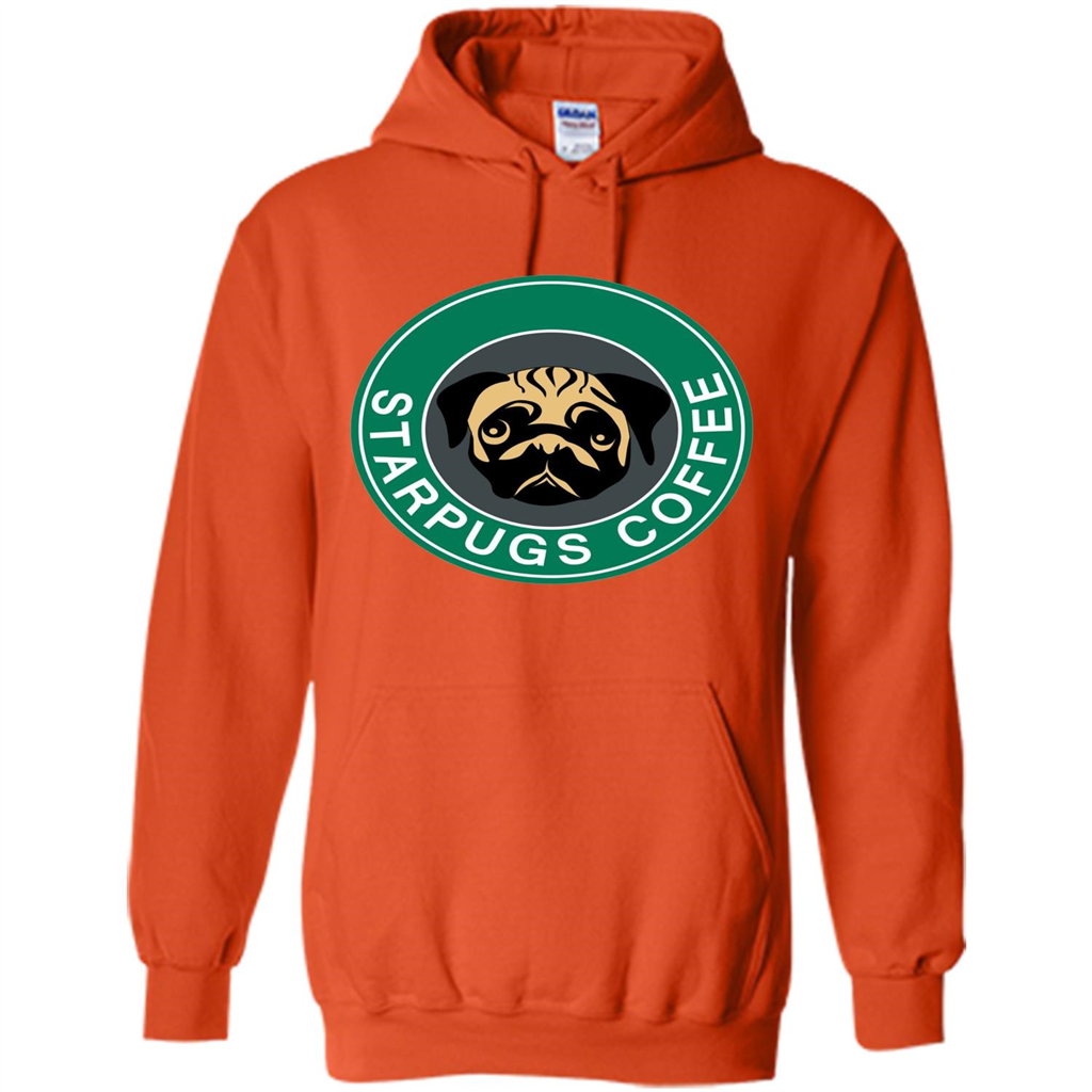 Starpugs Coffee T-shirt Pug Dog Lover T-shirt Orange