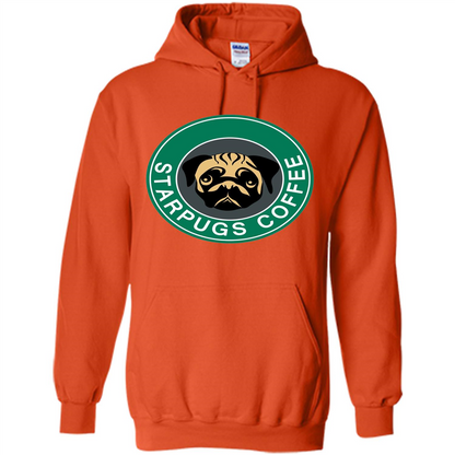 Starpugs Coffee T-shirt Pug Dog Lover T-shirt Orange