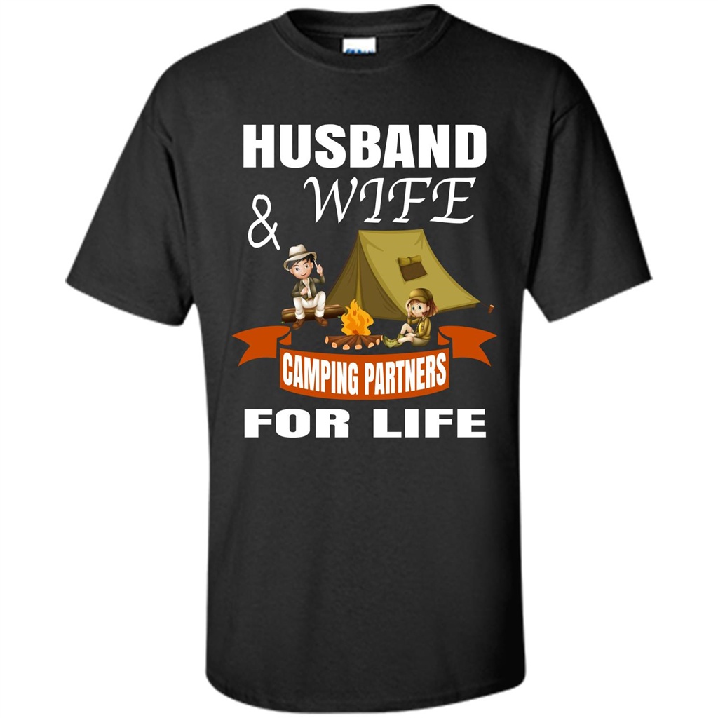 Camping Family T-shirt Husband And Wife Camping Partners For LIfe Black