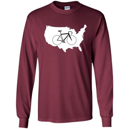 Bicycle America T-shirt USA States Road Bike Maroon
