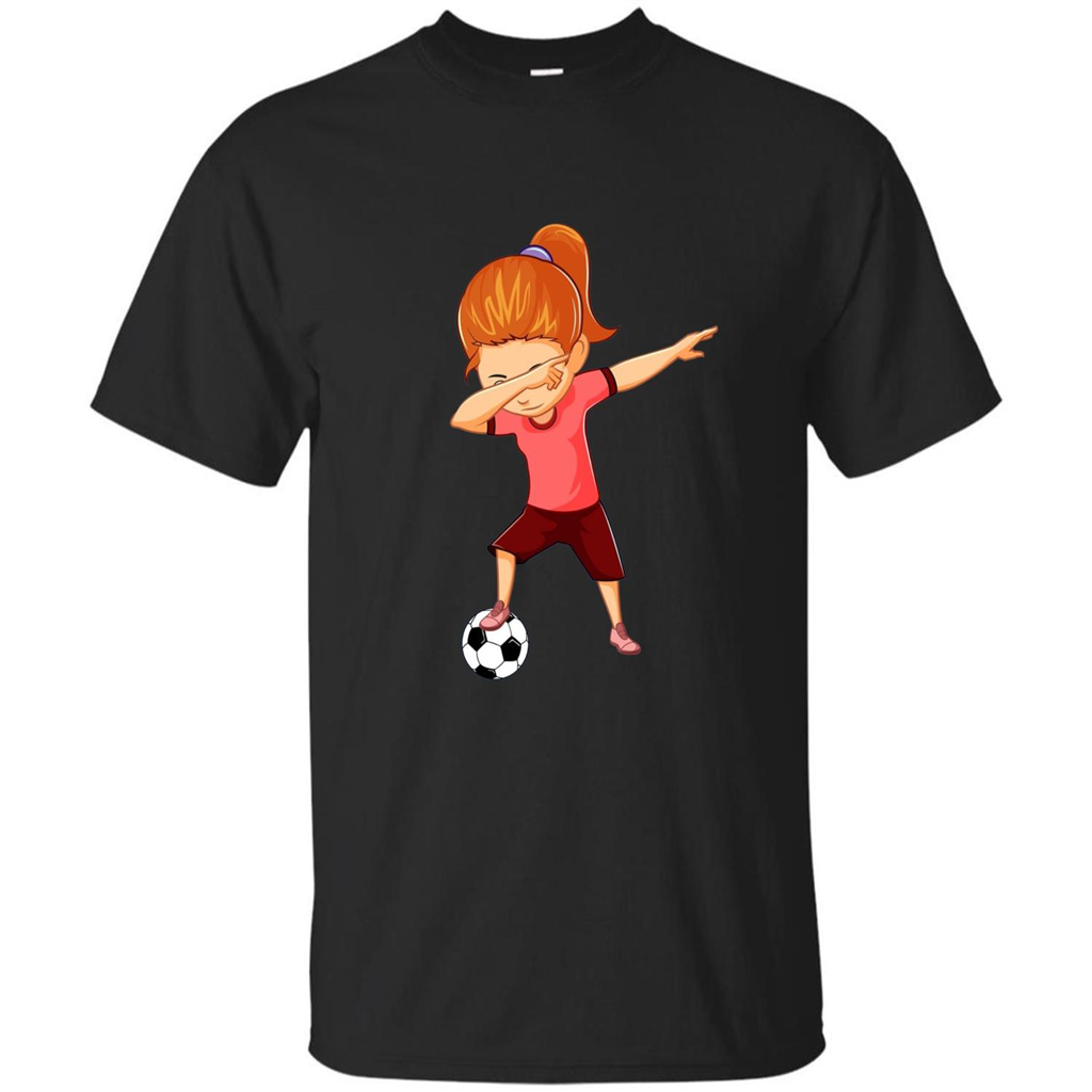 Soccer T-shirt For Girls Funny Dabbing Dab Dance Soccer Ball Black