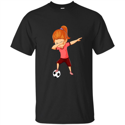 Soccer T-shirt For Girls Funny Dabbing Dab Dance Soccer Ball Black