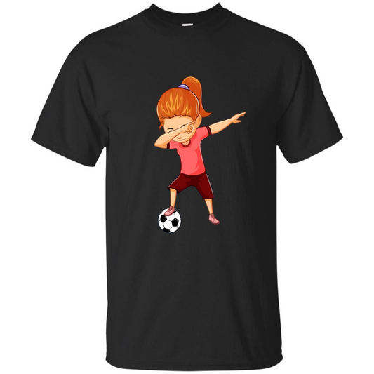 Soccer T-shirt For Girls Funny Dabbing Dab Dance Soccer Ball Black