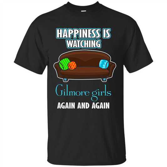 Movie T-shirt Happiness Is Watching Again And Again Black