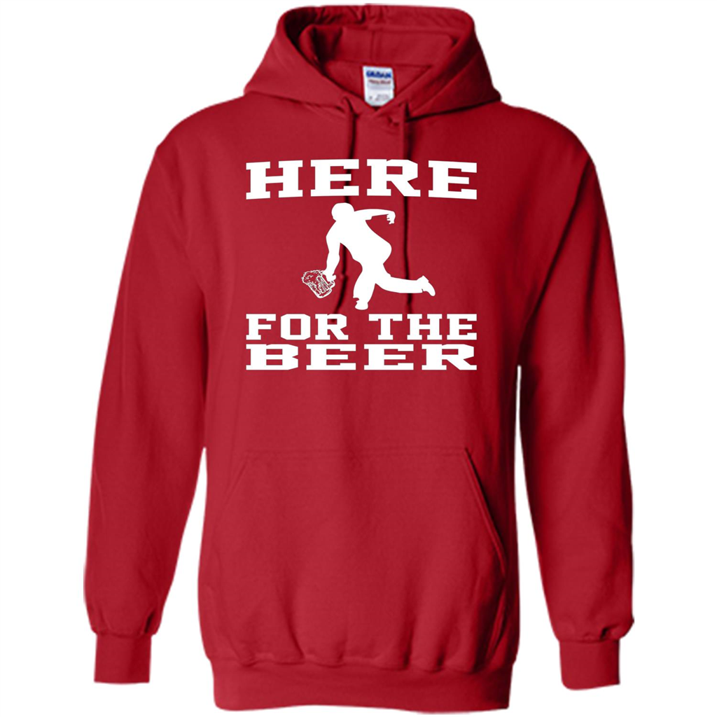 Funny Bowling Drinking Shirt Here For The Beer T-shirt Red