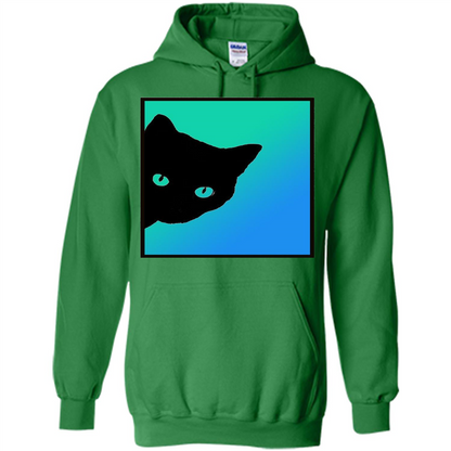 Cat Lover T-shirt Black Cat Blue Green T-shirt Irish Green